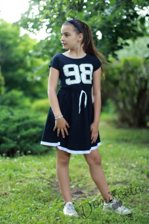 Детска лятна рокля в тъмносиньо с номер
