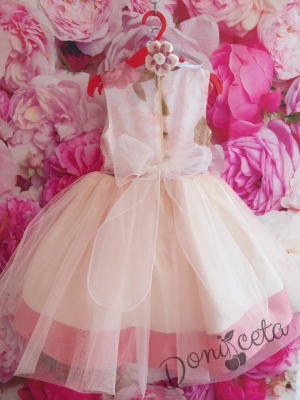 Официална детска рокля с  цветя и тюл