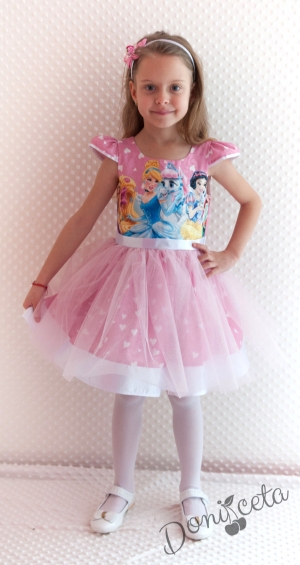 Официална детска рокля  с принцеси и с тюл  267ПТ