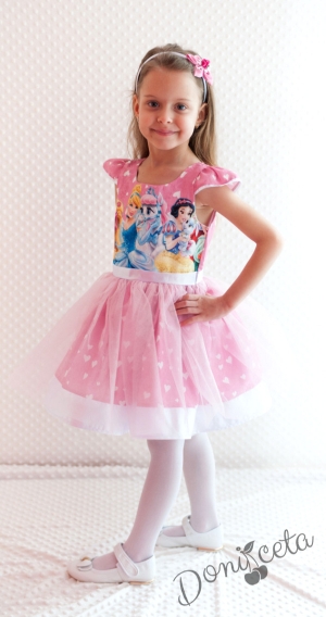 Официална детска рокля  с принцеси и с тюл  267ПТ