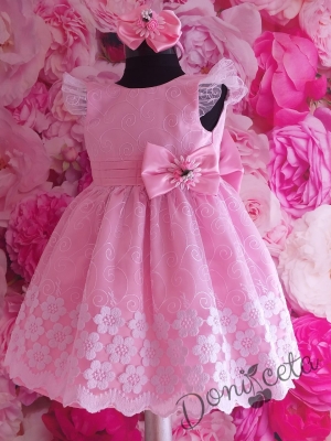 Официална детска рокля в розовос дантела Дана