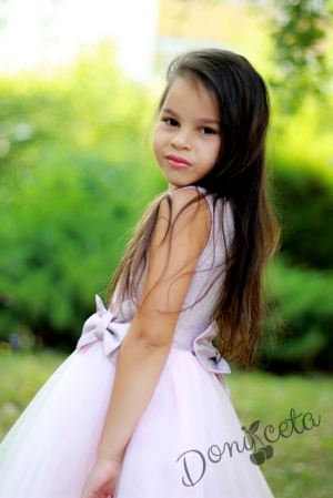 Официална детска рокля с тюл в пепел от рози  Миринда