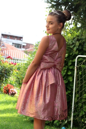 Официална детска рокля Люсияна в пепел от рози с блясък 