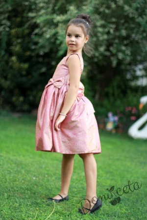 Официална детска рокля Люсияна в пепел от рози с блясък 