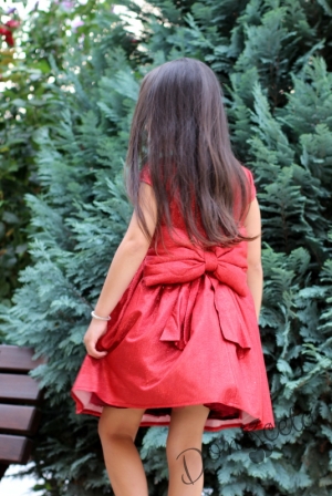 Официална детска рокля Адрияна в червено с блясък 