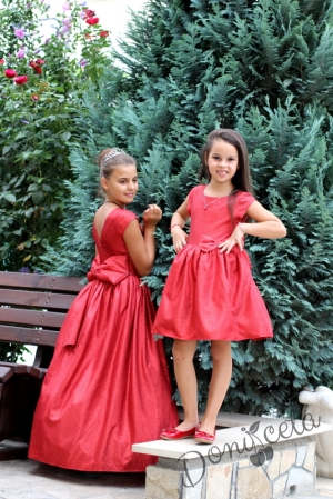 Официална детска рокля Адрияна в червено с блясък 