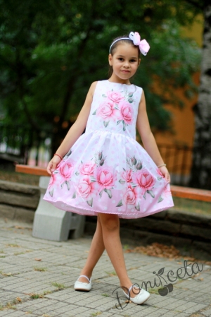 Официална или ежедневна детска рокля на цветя в розово на цветя Магдалена