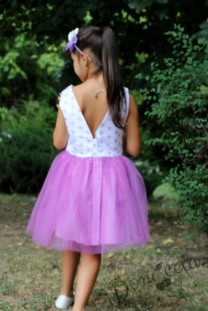Официална детска рокля в лилаво с цветя и тюл Лидия