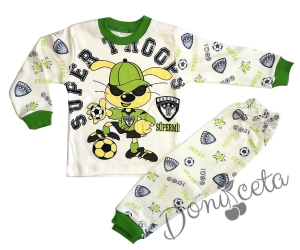Бебешка пижама с футболно зайче в зелено