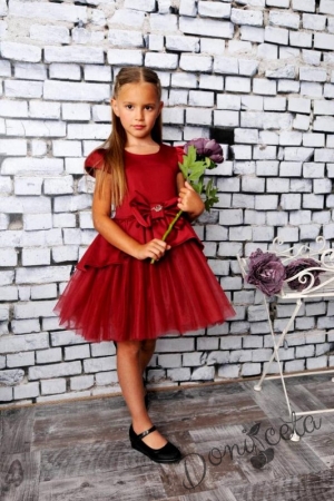 Официална детска рокля от американ сатен в пепел от рози и тюл