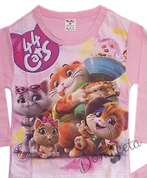 Детска пижама с картинка на котенца в розово