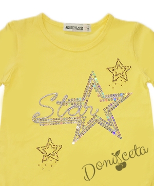 Детска блуза с дълъг ръкав в жълто със  звездички 