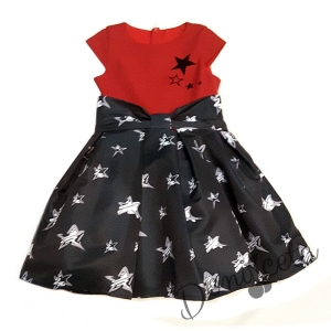 Детска рокля с къс ръкав на звездички