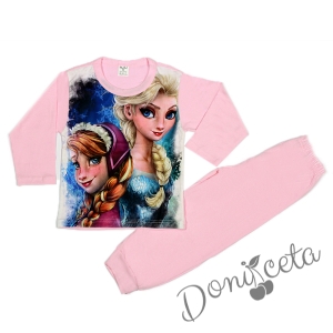 Детска пижама с картинка на замръзналото кралство в розово
