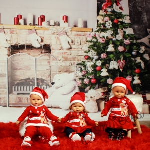 Комплект от бебешка туника в червено с еленчета с клин за Коледа
