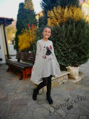 Детска рокля в сиво с 3D мини рокличка 
