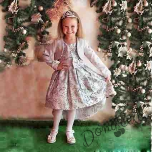 Официална детска рокля в сребристо с болеро