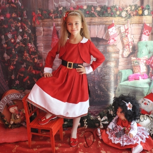 Коледна детска рокля с болеро в червено 84752/ВК-ЧК