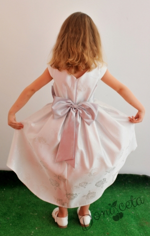 Официална детска рокля в сребристо