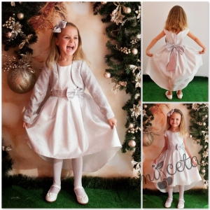 Официална детска рокля в сребристо с болеро Тамара