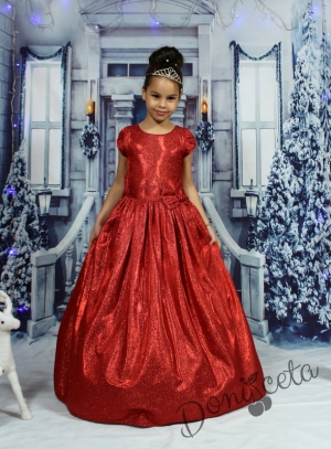 Официална дълга рокличка за детски бал в червено