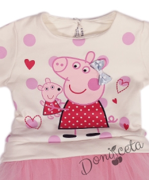 Детска рокля с прасенцето Пепа пиг в розово с тюл 