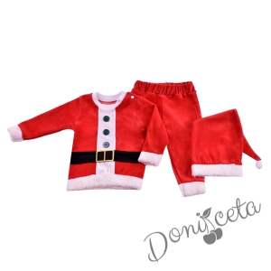 Бебешки коледен комплект от 3 части - костюм на Дядо Коледа