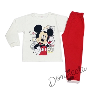 Детска пижама с дълъг ръкав с Мини в бяло и червено