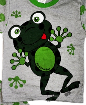 Детска пижама с жабка в сиво