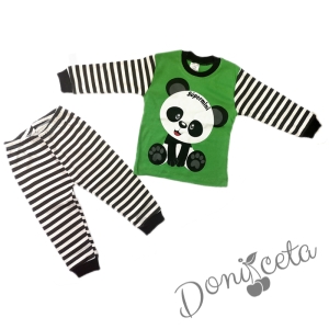 Детска пижама в зелено с Панда