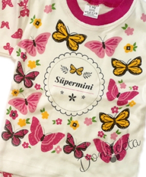 Детска пижама за момиче в розово с пеперуди