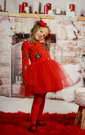 Топла детска рокля в червено