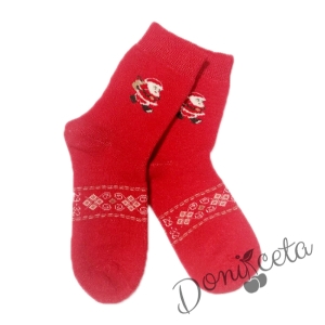 Детски коледни чорапи в червено с Дядо Коледа