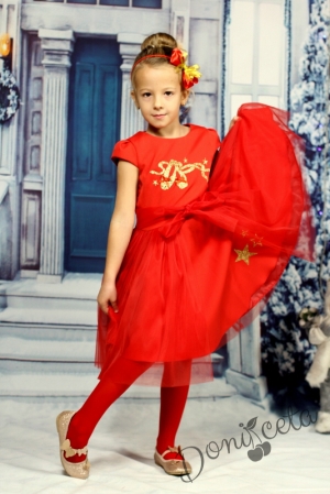 детска червена рокля с балеринки