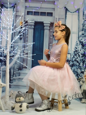 Детска роклчка за празник с тюл и блясък