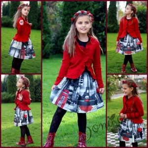 Children's cardigan in red with curls