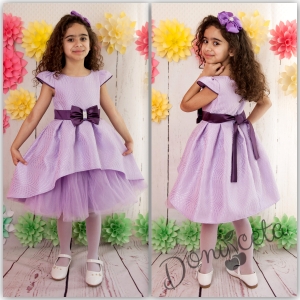 Официална детска рокля в светло лилаво с тюл