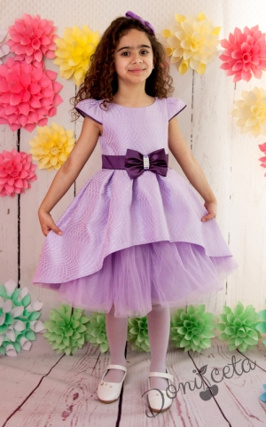 Официална детска рокля в светло лилаво с тюл