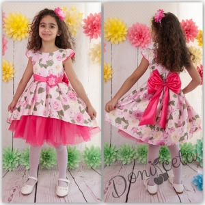 Официална детска рокля с розички и тюл