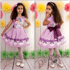 Официална детска рокля с Еднорог в лилаво 267ЕТН