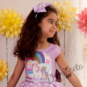 Официална детска рокля с Еднорог в лилаво 267ЕТН