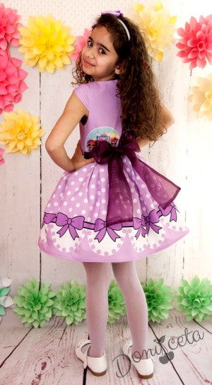 Официална детска рокля с Лол в лилаво с тюлена панделка отзад 267ЛТН
