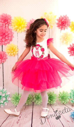 Официална детска рокля в циклама с балеринки