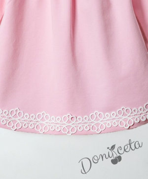 Комплект от бебешка рокля и лента за главичка в розово