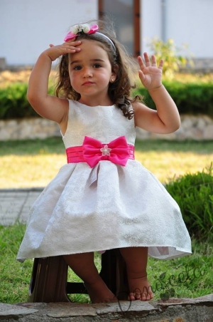 Официална детска/бебешка рокля за шаферка с панделка в розово/217Ц