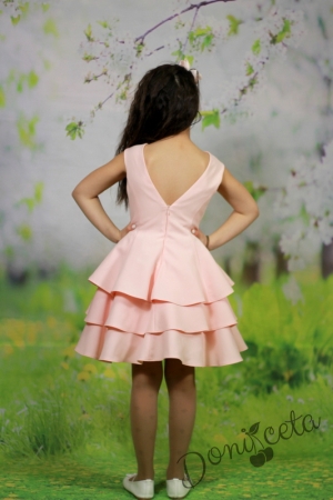 Детска официална рокля в прасковено на воали за различни поводи Ива