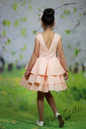 Официална или ежедневна памучна детска рокля в прасковено на воали Ема 