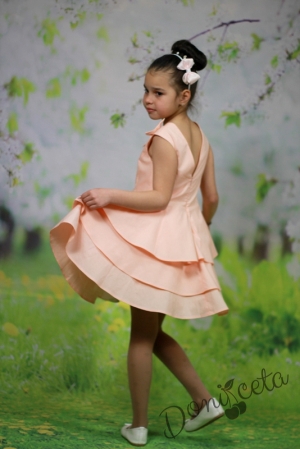 Официална или ежедневна памучна детска рокля в прасковено на воали Ема 