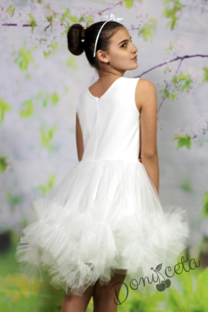 Официална/празнична детска рокля в бяло с богат тюл  Дони