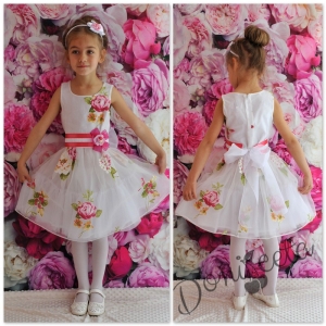 Лятна официална детска рокля от органза Мая на цветя 